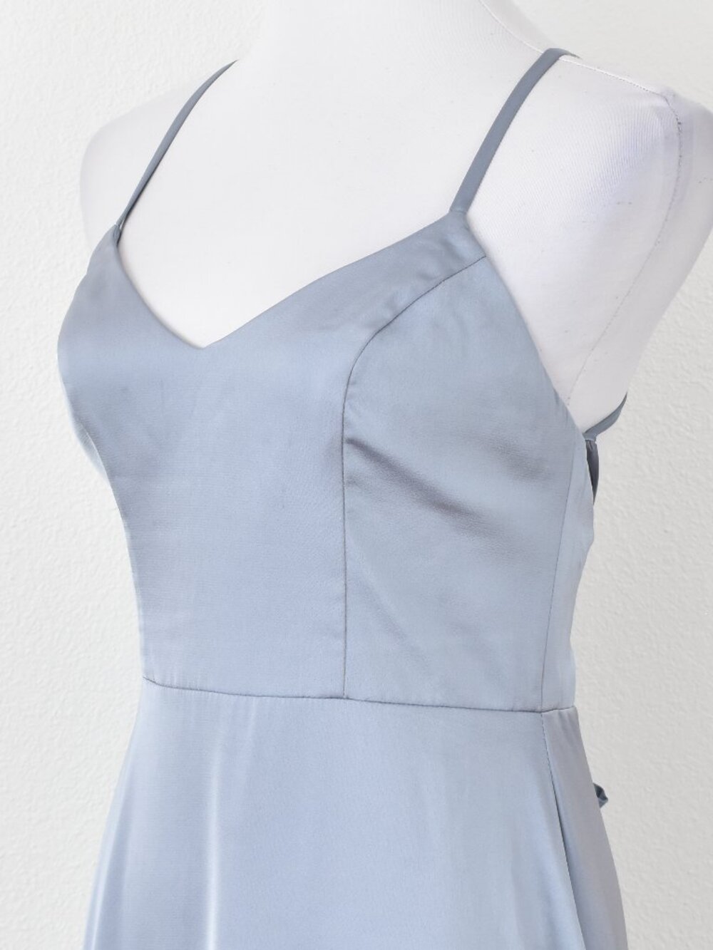 Azazie Mei Dusty Blue Metallic Satin Formal Dress - 4 - Picture 9 of 11
